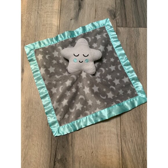 Parents Choice Star Lovey Security Blanket Teal Green White - Picture 3 of 5